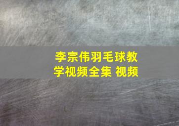 李宗伟羽毛球教学视频全集 视频